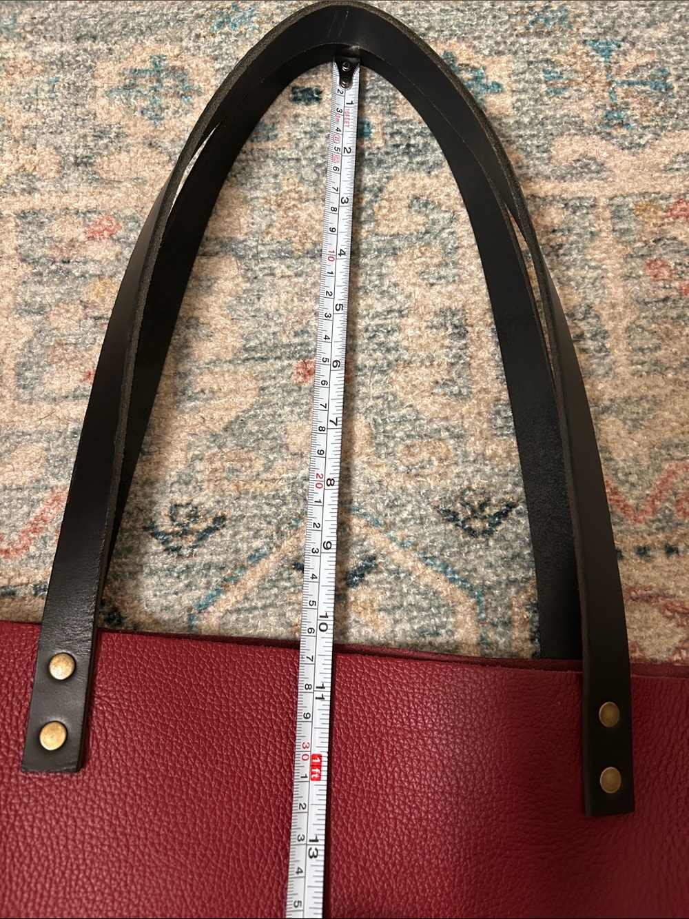 Portland Leather Burgundy Tote Medium - Picture 5 of 12